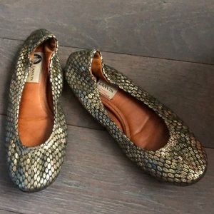 Lanvin Gold & Black Ballet Flats Size 8